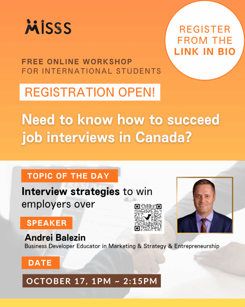 Workshop_Oct17 Registration Open! Need to know how to succeed job Interview in Canada?